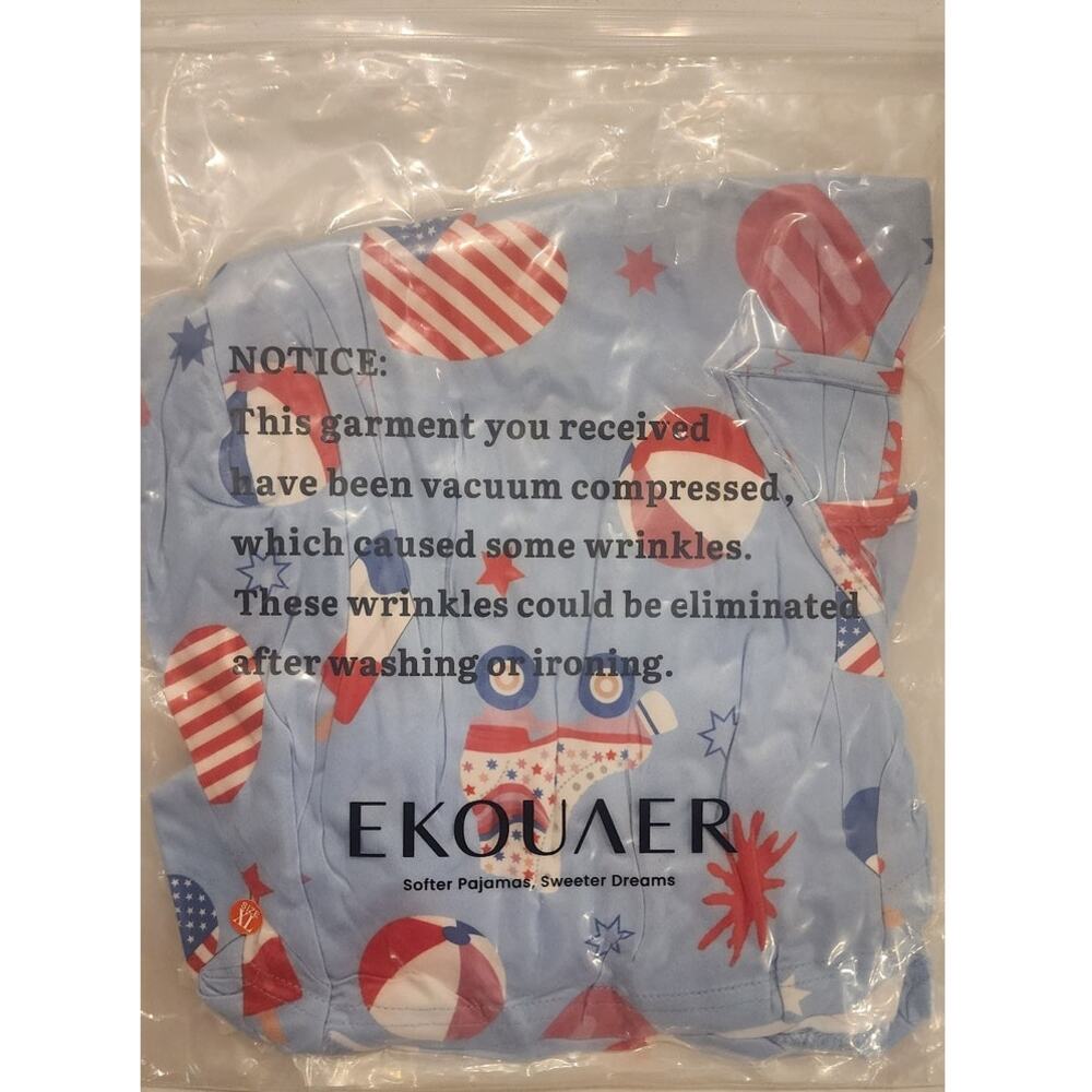 Ekouaer Women’s Nightgown Spaghetti Strap Racerback Pajama Dress Patriotic NWT